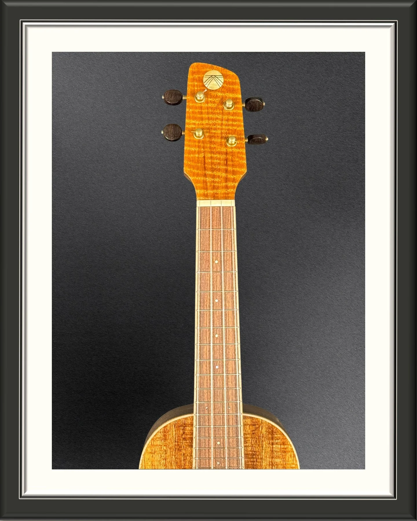 Concert ukulele fretboard in Indian Rosewood with Curly Mahogany headplate