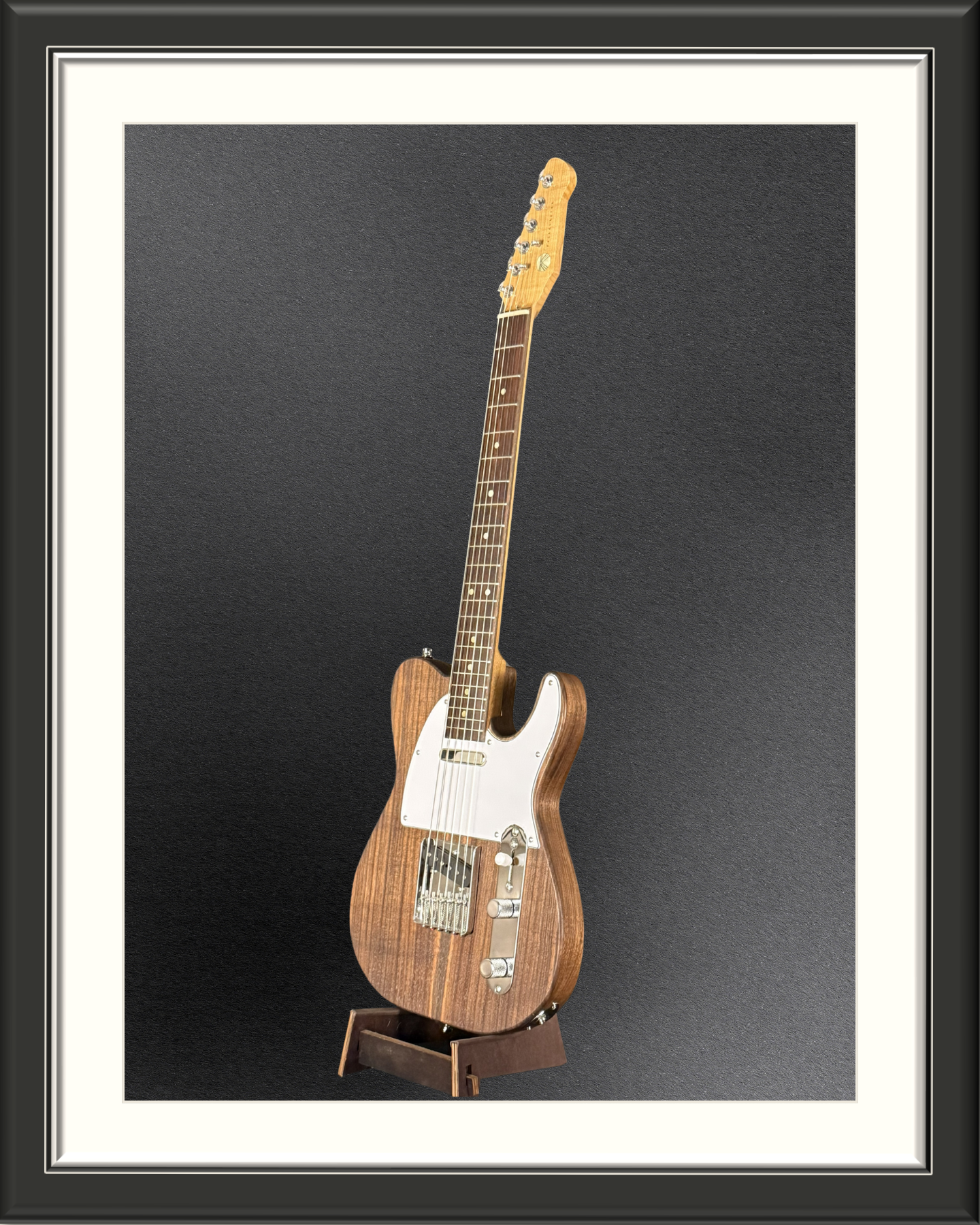 MachMachines Fellacaster Custom Electric Guitar_full front left tilt white pickguard
