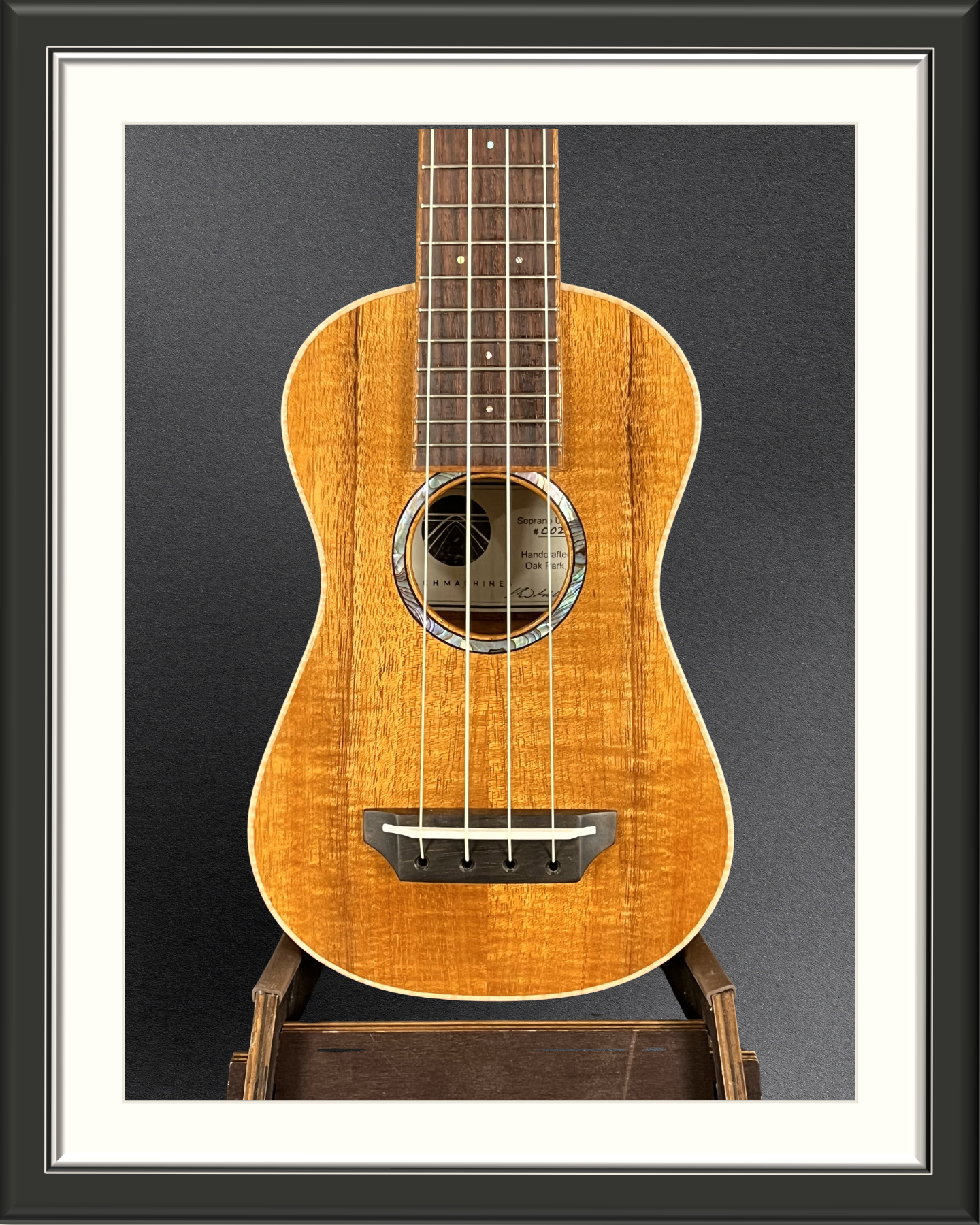MachMachines Baby Bell Soprano Ukulele in Hawaiian Koa_front body