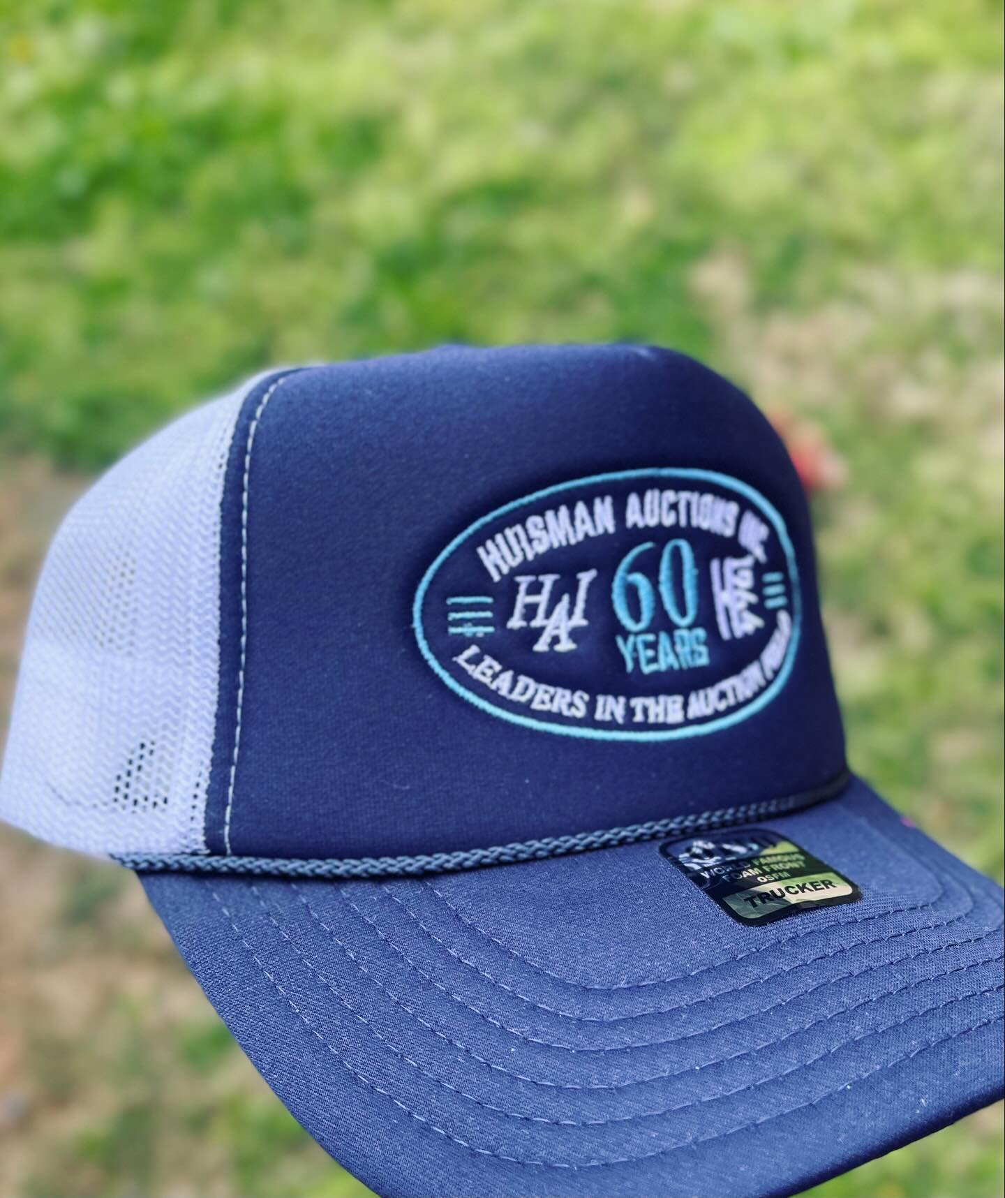 Embroidered foam front Otto&rsquo;s like the good ol&rsquo; days! We whipped these up for our friends at Huisman Auctions to celebrate their 60th year in business!