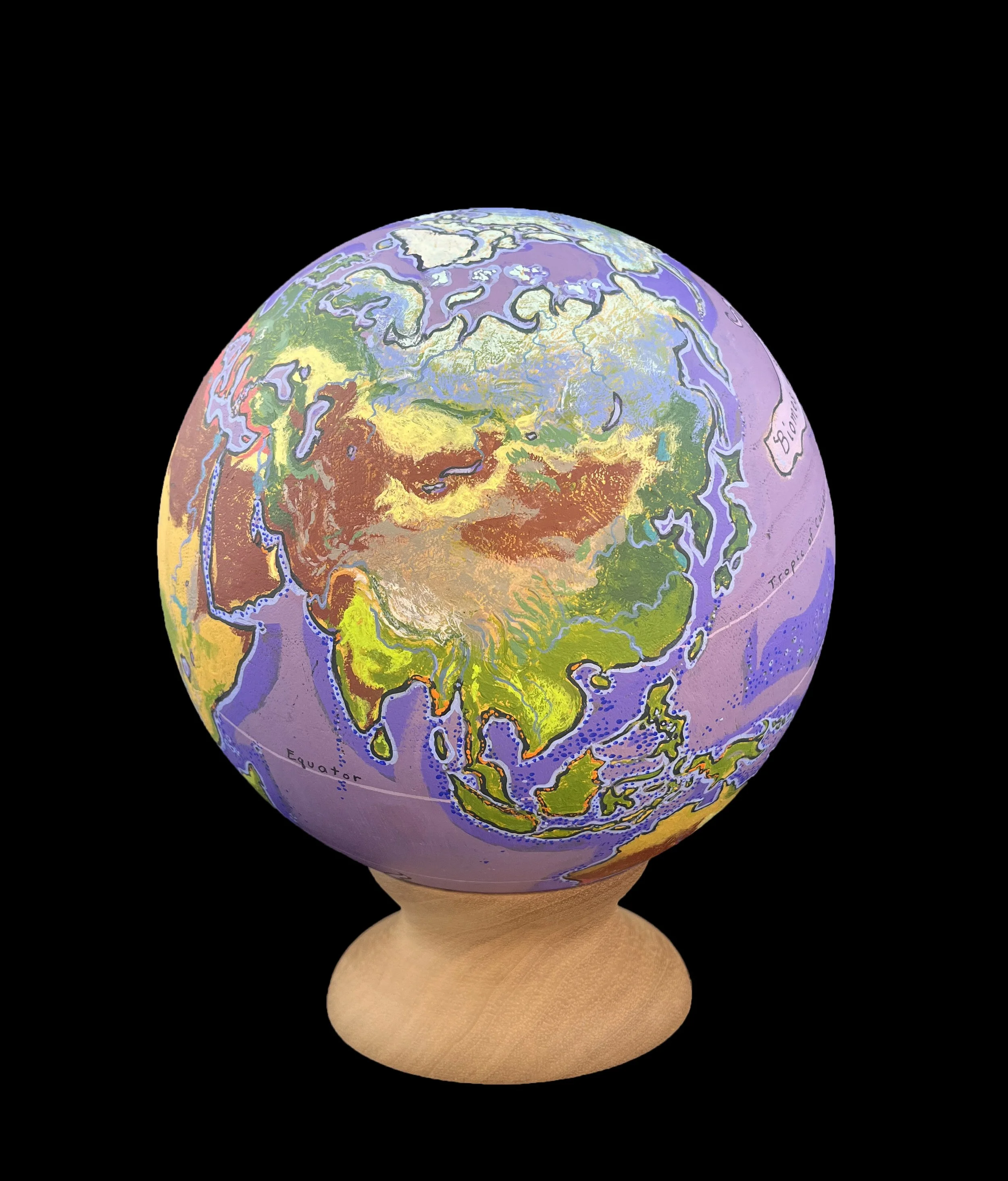 "Biomes".  ~ $ 700 (aud) / $ 550 (usd). ~ acrylic on solid sustainable timber ~ 20 cm / 8 in dia/
