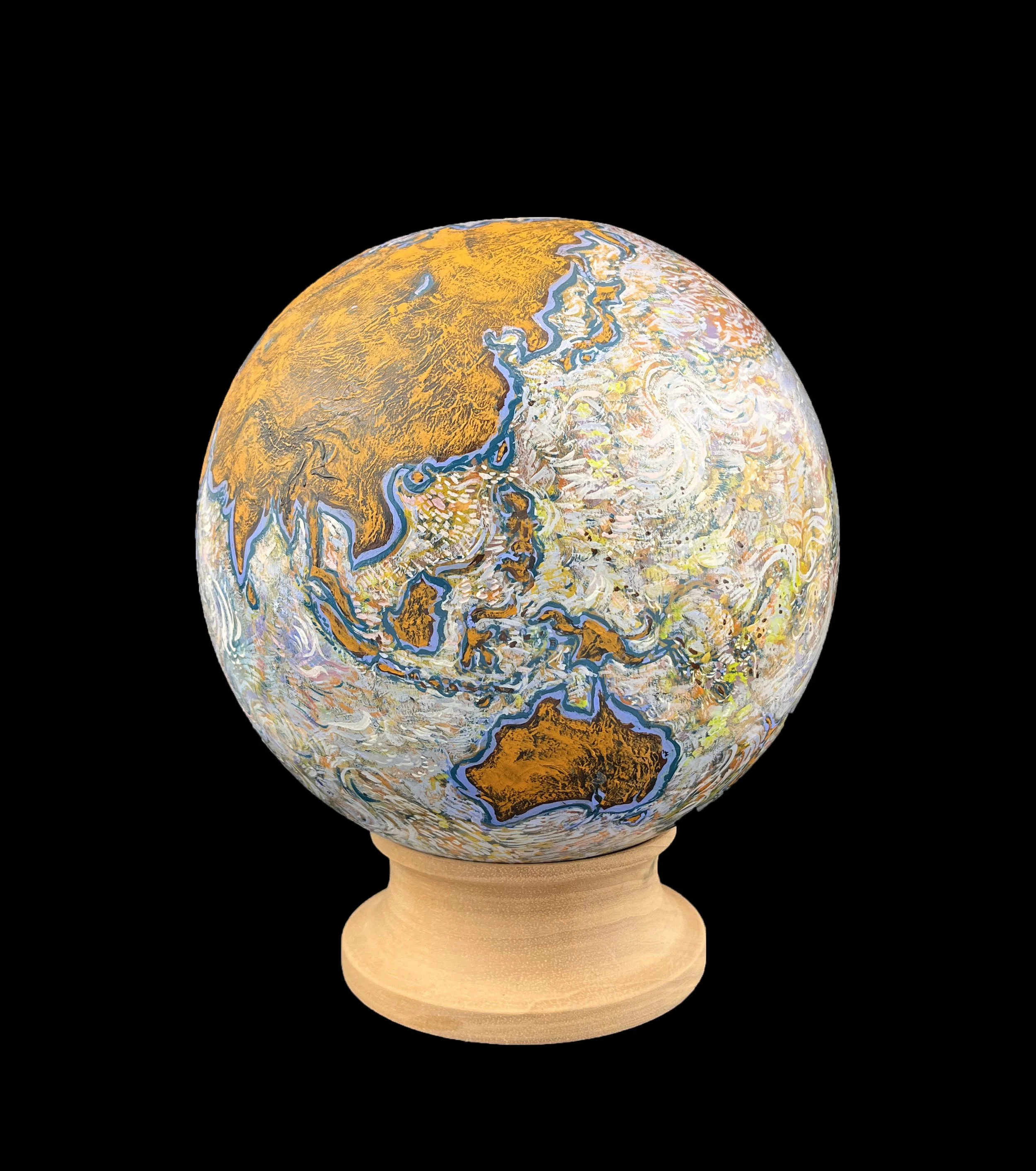 "Starry Day". ~  $ 650 (aud) / $ 500 (usd).  ~ acrylic on solid sustainable wood  ~ 20 cm / 8 in diameter