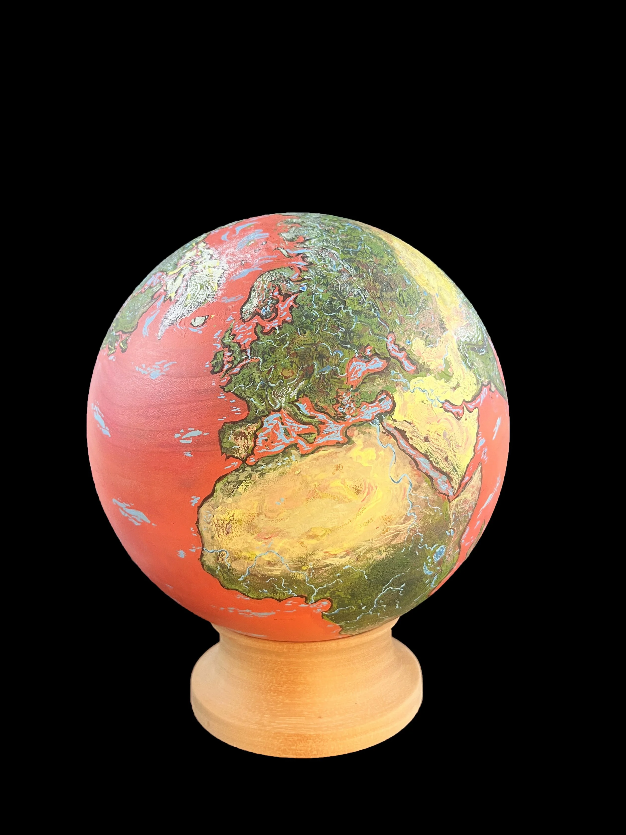 "El Rojo". ~ $ 750 (aud) / $ 600 (usd) ~ acrylic on solid sustainable timber ~ 20 cm / 8 in diameter