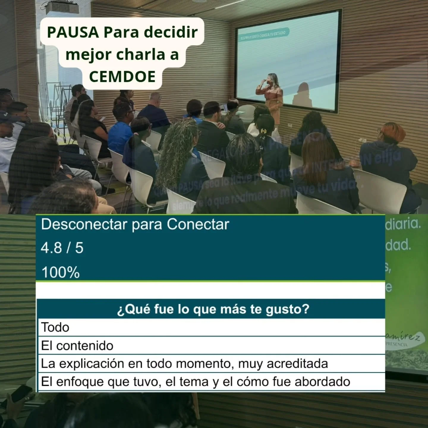 4.8/5 de satisfacci&oacute;n.

Pero m&aacute;s all&aacute; de la calificaci&oacute;n, me interesa otra pregunta:

&iquest;Qu&eacute; hace que una experiencia de bienestar realmente genere impacto en un equipo?

La respuesta apareci&oacute; una y otra