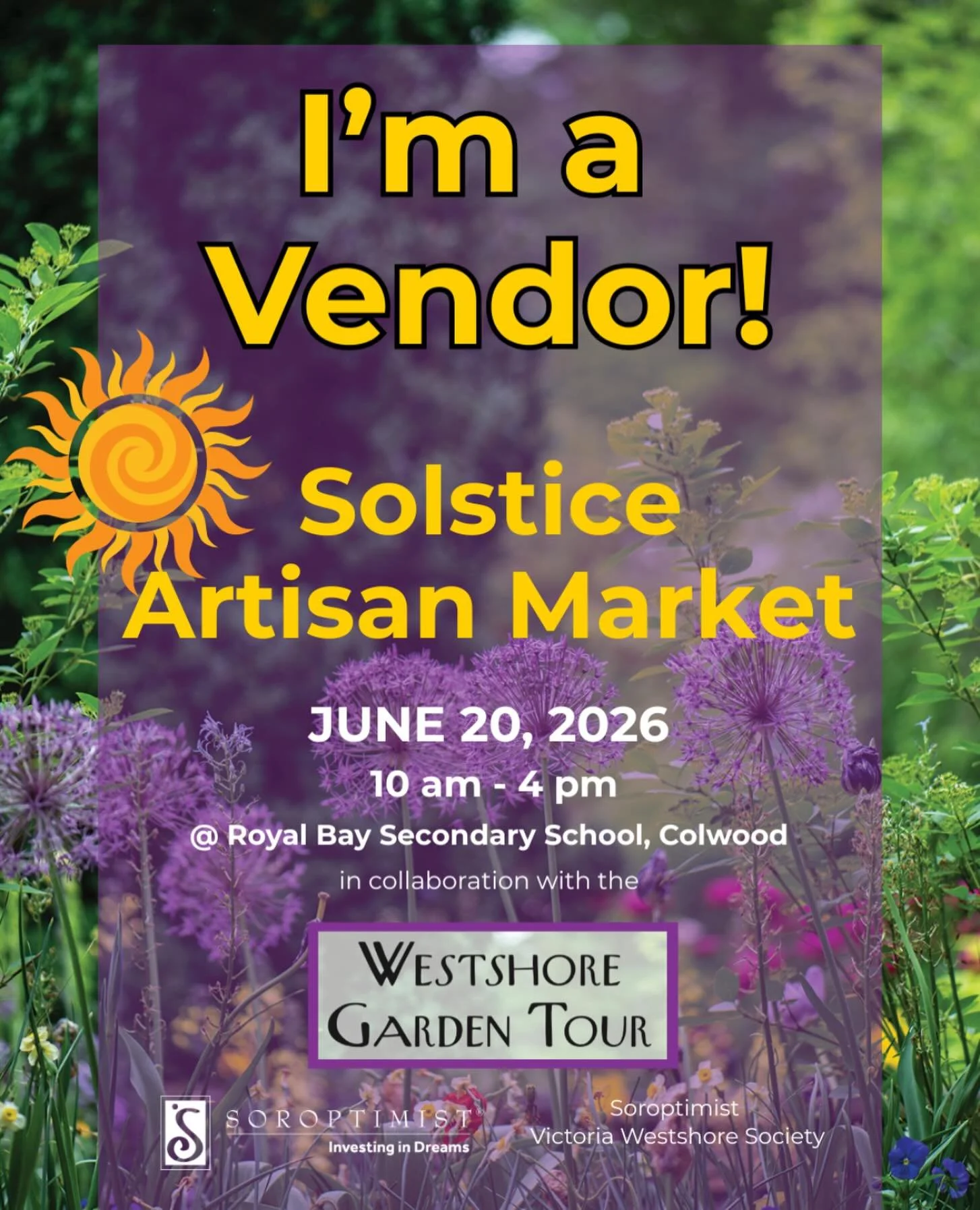 ✨🌿I&rsquo;ll be vending at @sivicwestshore &lsquo;s Solstice Artisan Market 🌿✨

While you&rsquo;re touring six stunning Westshore gardens, don&rsquo;t forget to stop by the Artisan Market at Royal Bay Secondary School from 10-4 🧺

Shop local and d