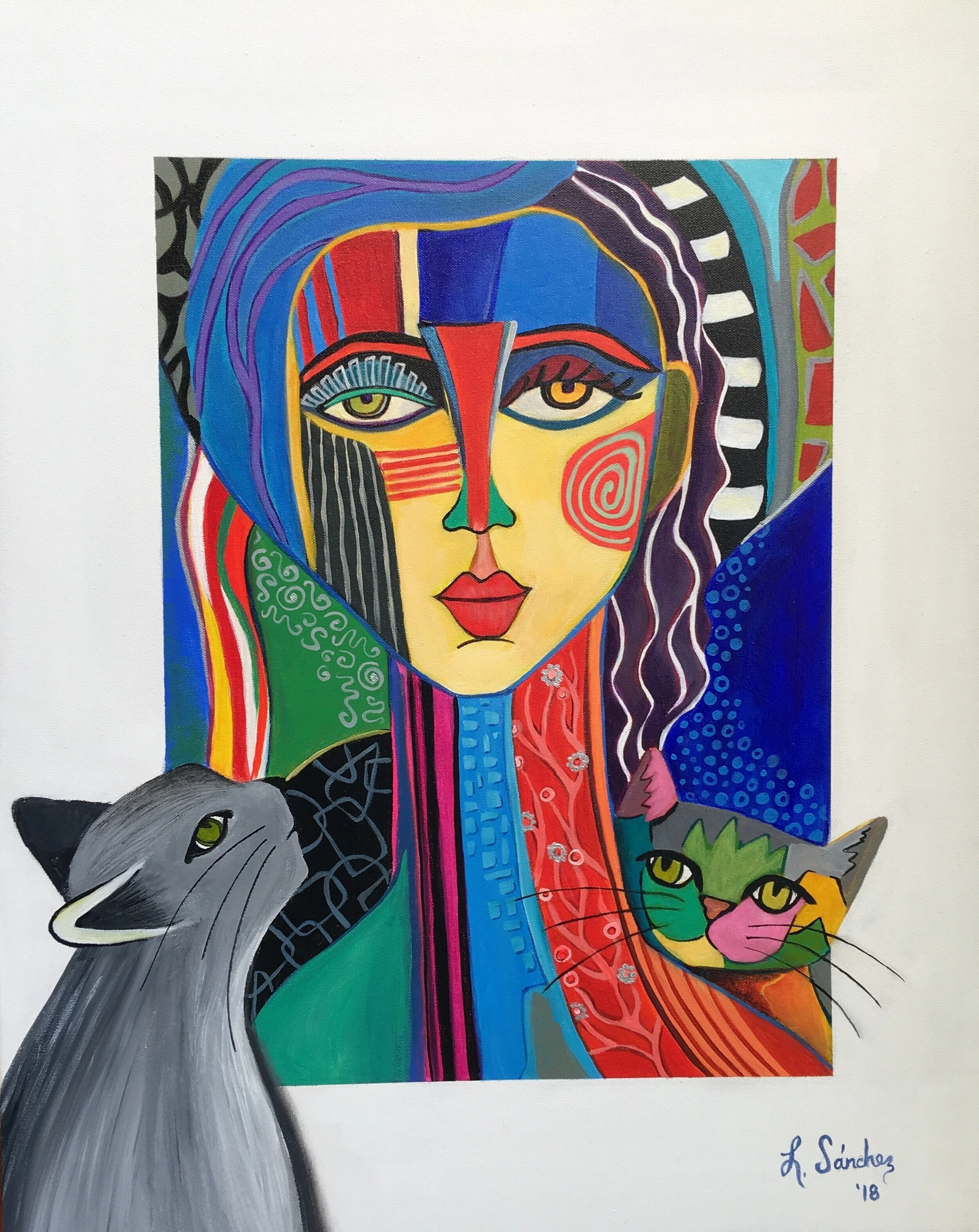"The Cat Lady"
Acrylic on Canvas.  36"x24"  SOLD