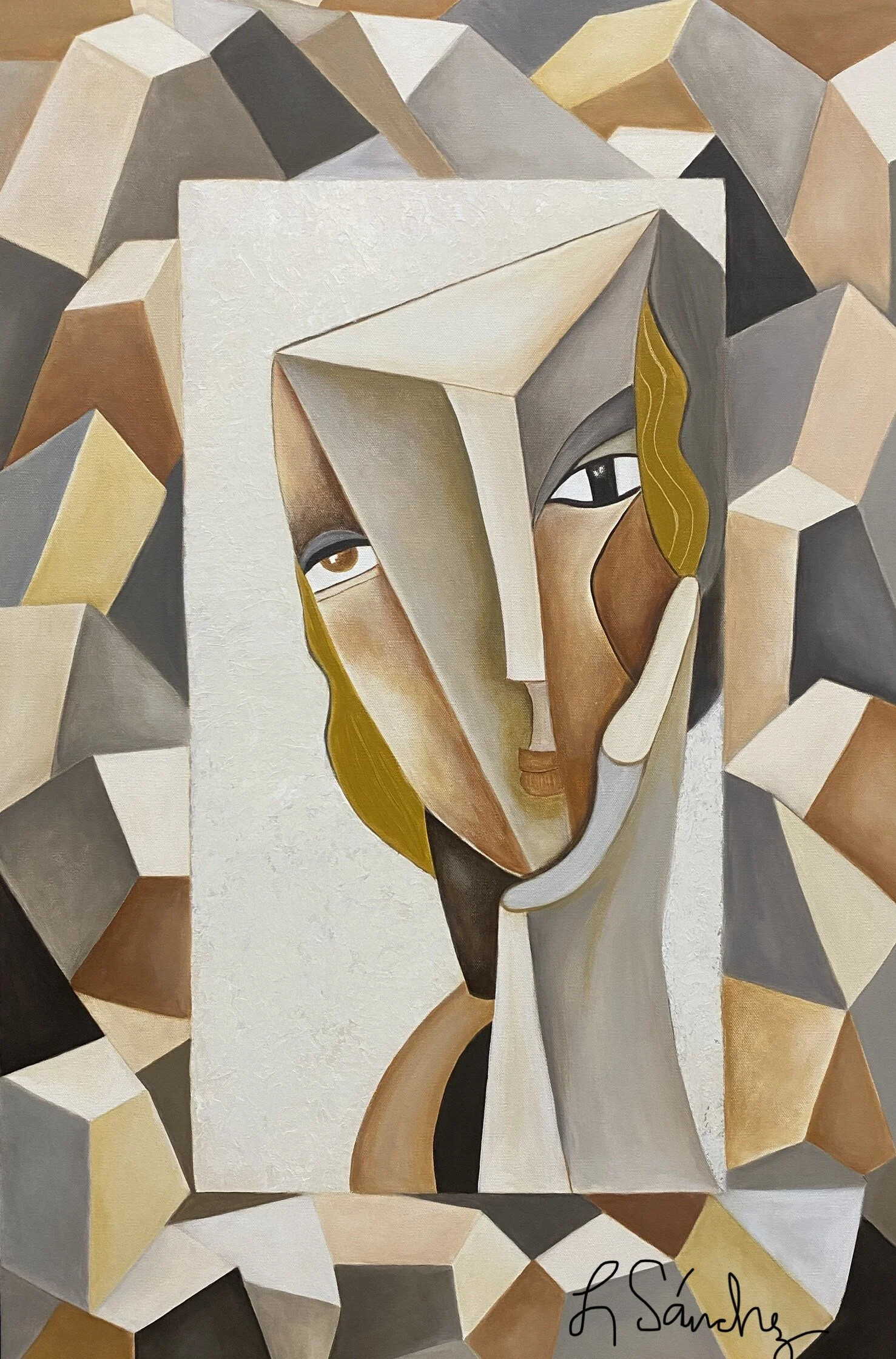 "La Nena Cubista"  -  Acrylic on canvas.  24"x36"  -  SOLD
