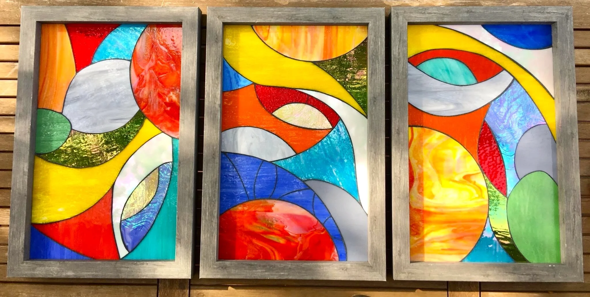 "Amanecer"  -  
Vitro-Mosaic Triptych - 21"x13" each -  SOLD