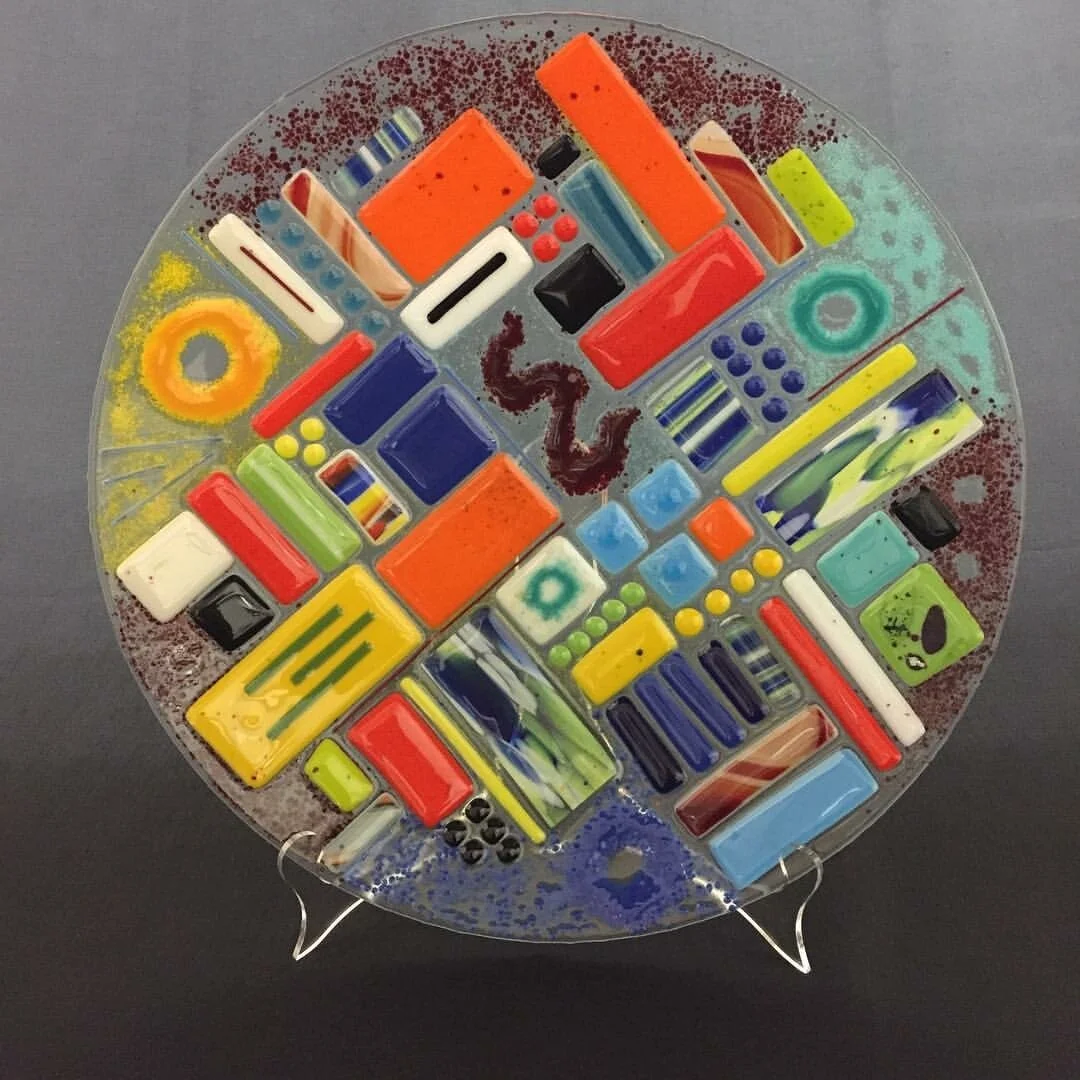 Fused Glass Plate.  14" Diam. - SOLD