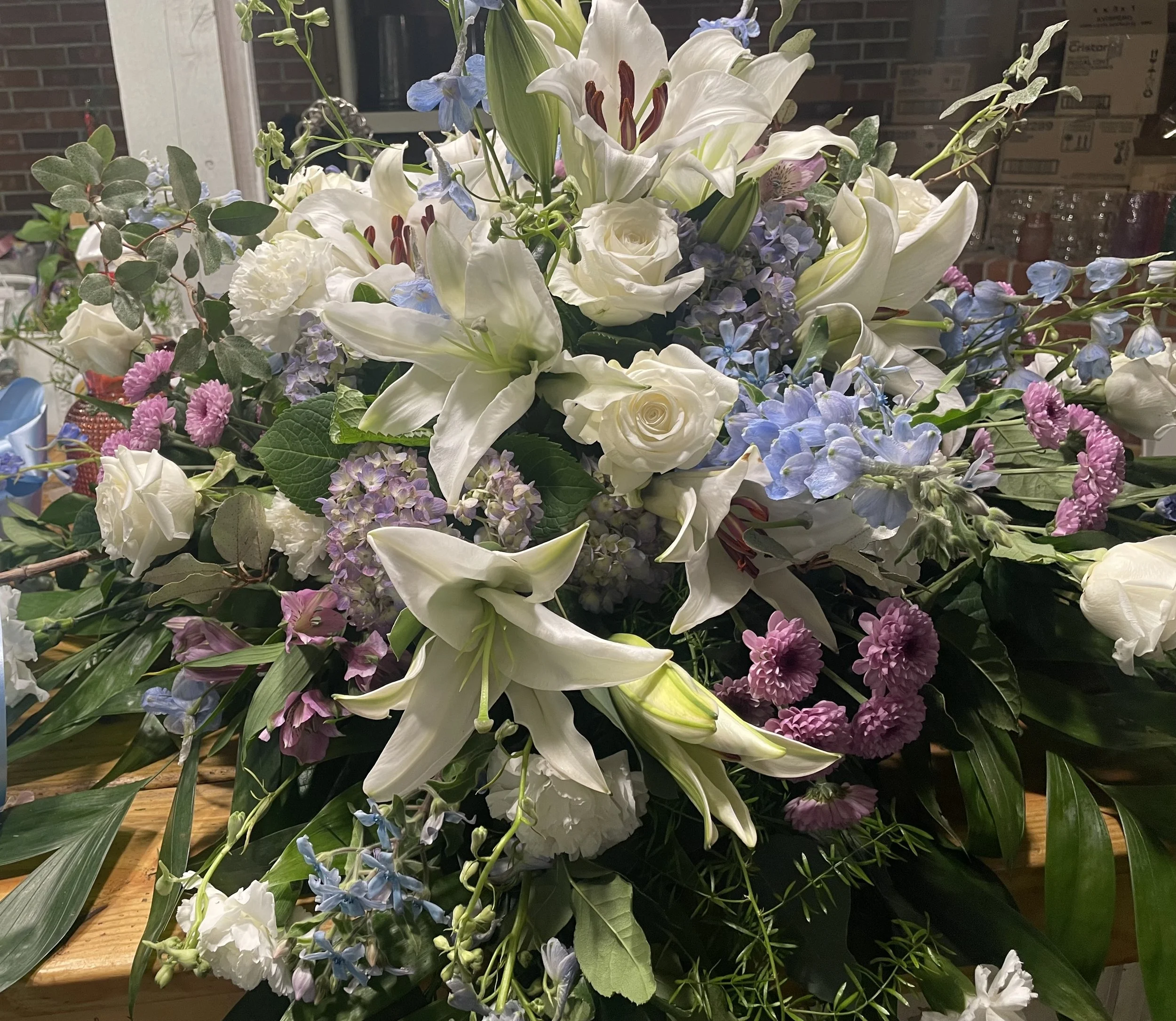 Funeral Casket Fresh Flower Tribute Spray