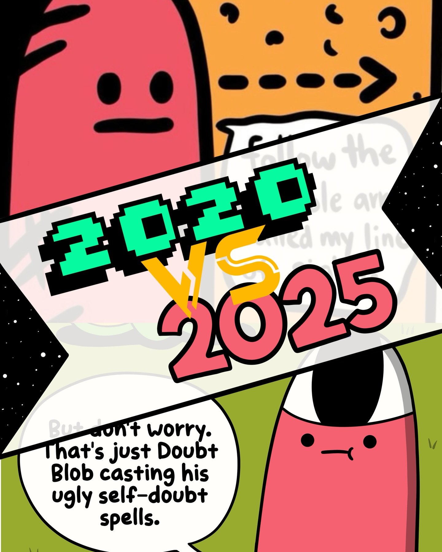 Another VS post! This time including 2020, so you can see the real transformation.✨ 

When Twitch finds and returns Mystic Weenie&rsquo;s third eye- THAT is a HUGE moment in the story. 

It marks the beginning of their friendship and sets the course 