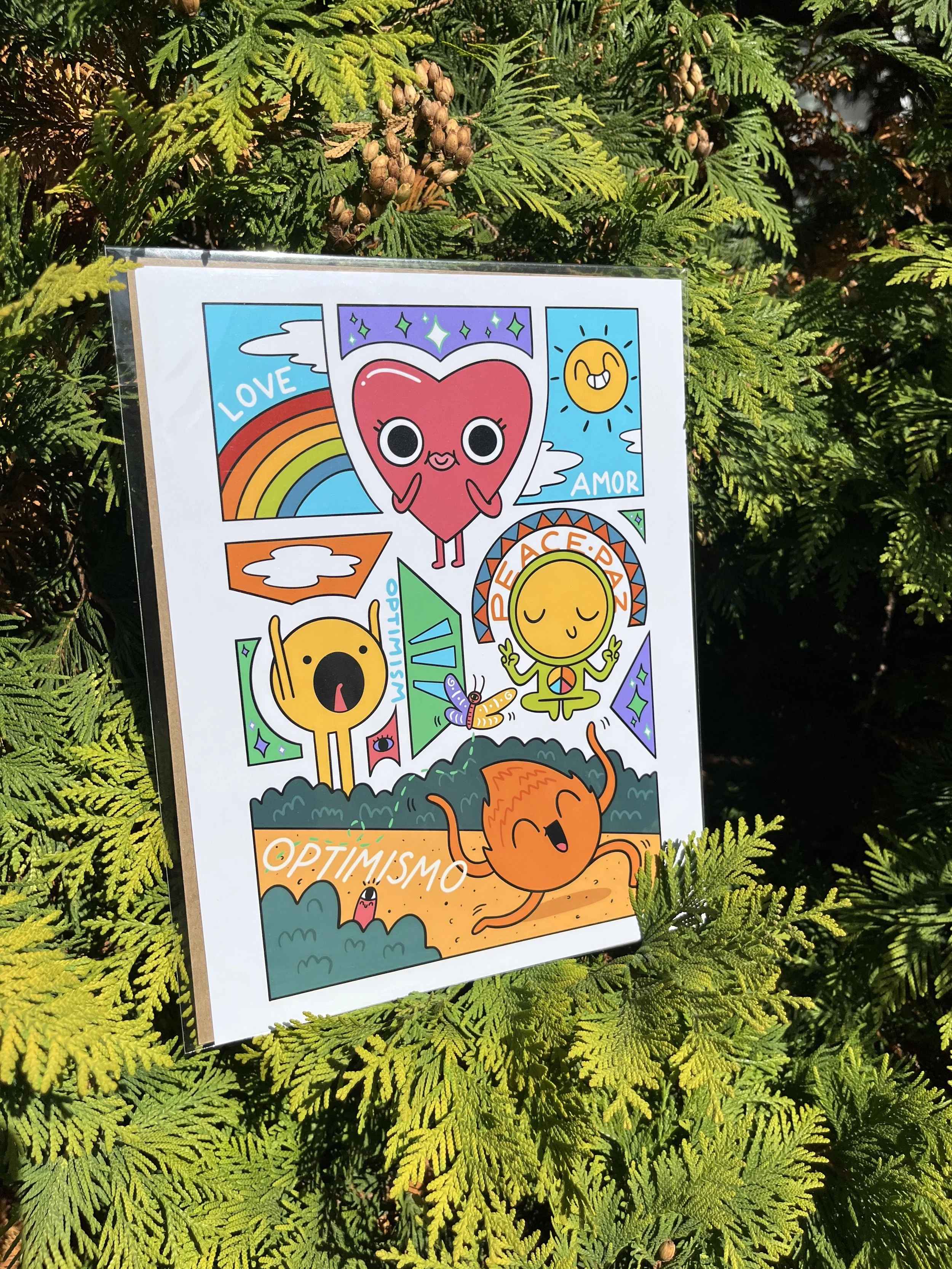 Love, Peace, Optimism 8.5x11 Print