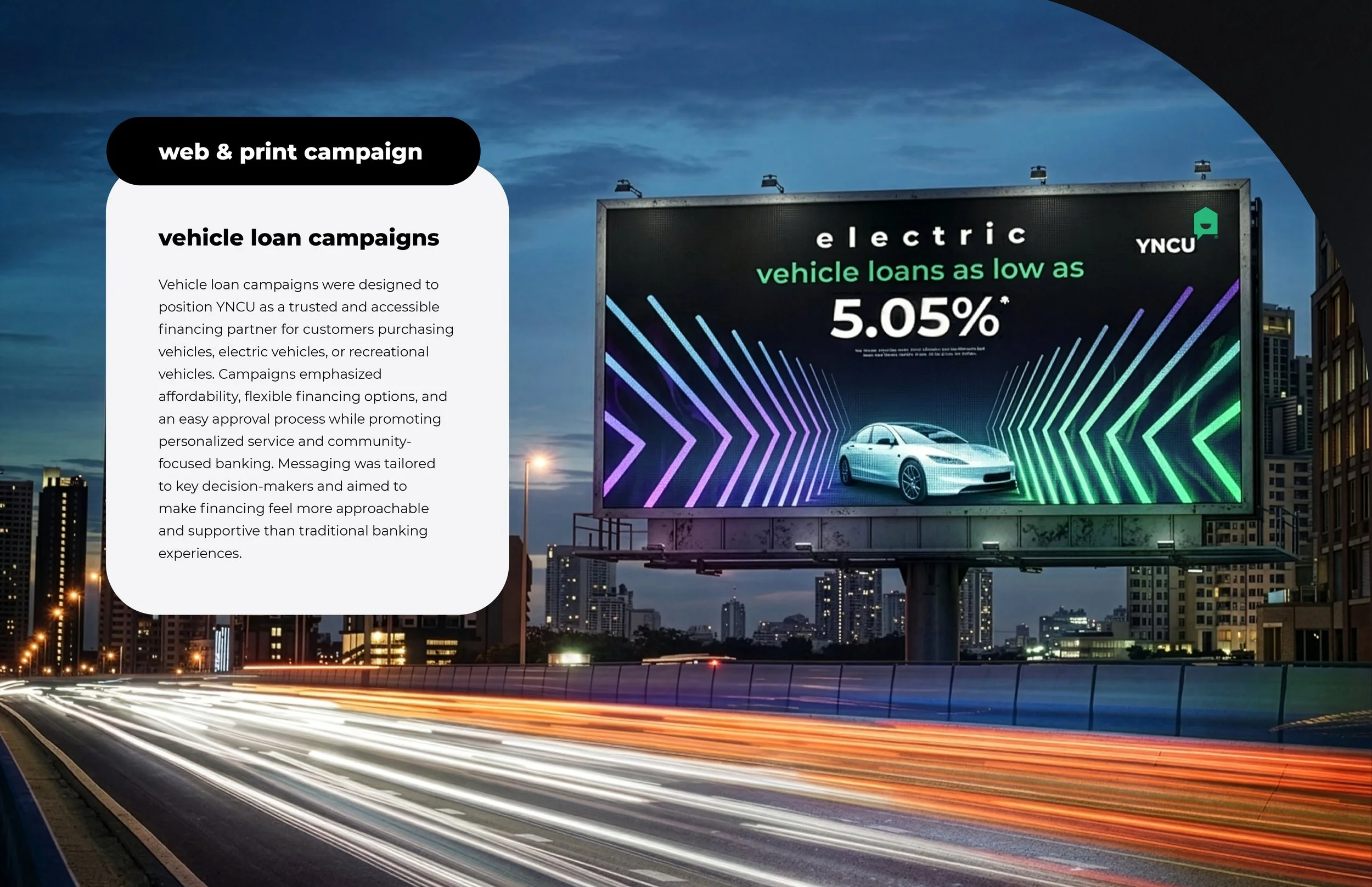 web + print campaign: vehicle loans at YNCU