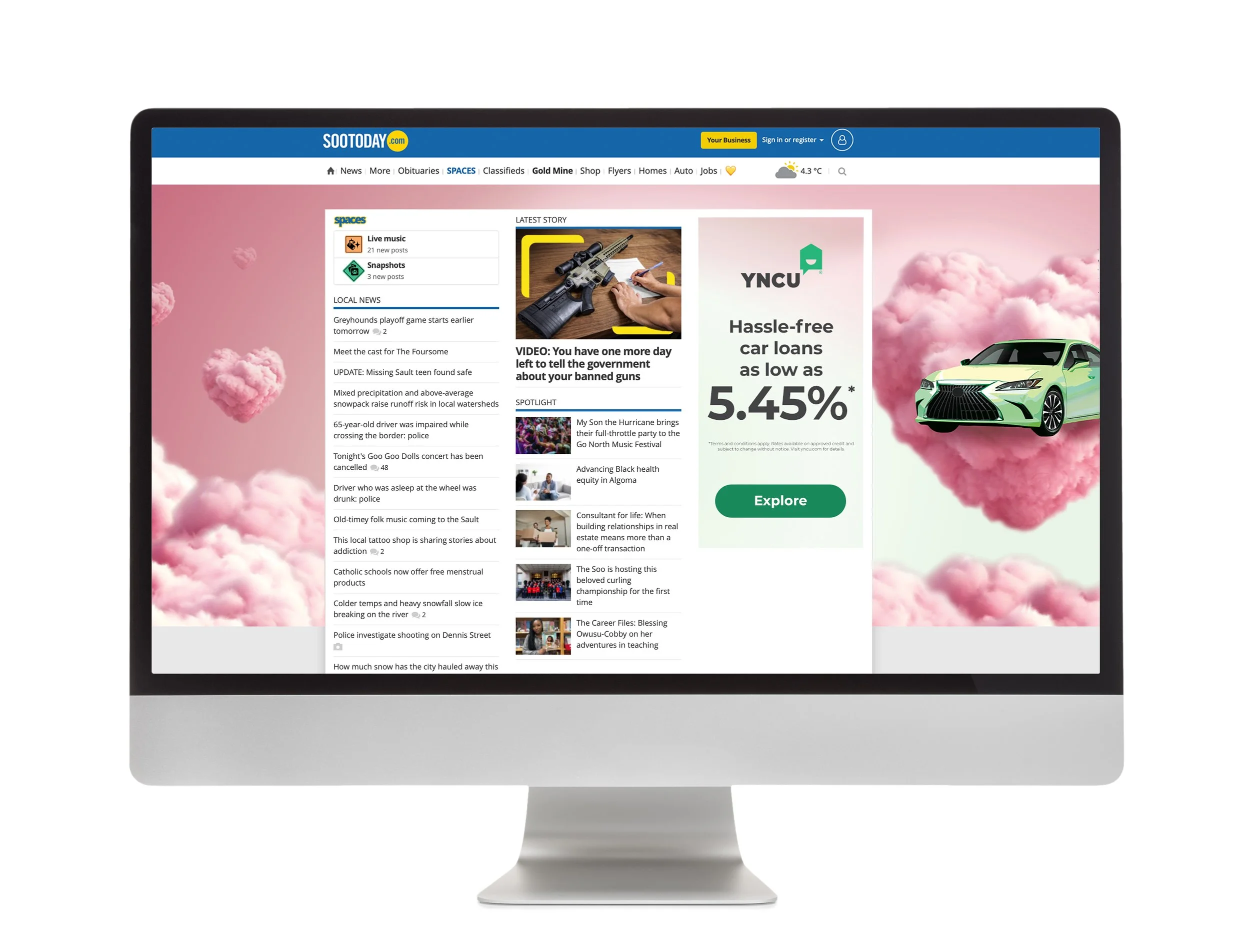 digital advertising takeover - news site (YNCU: vehicle loan campaign)