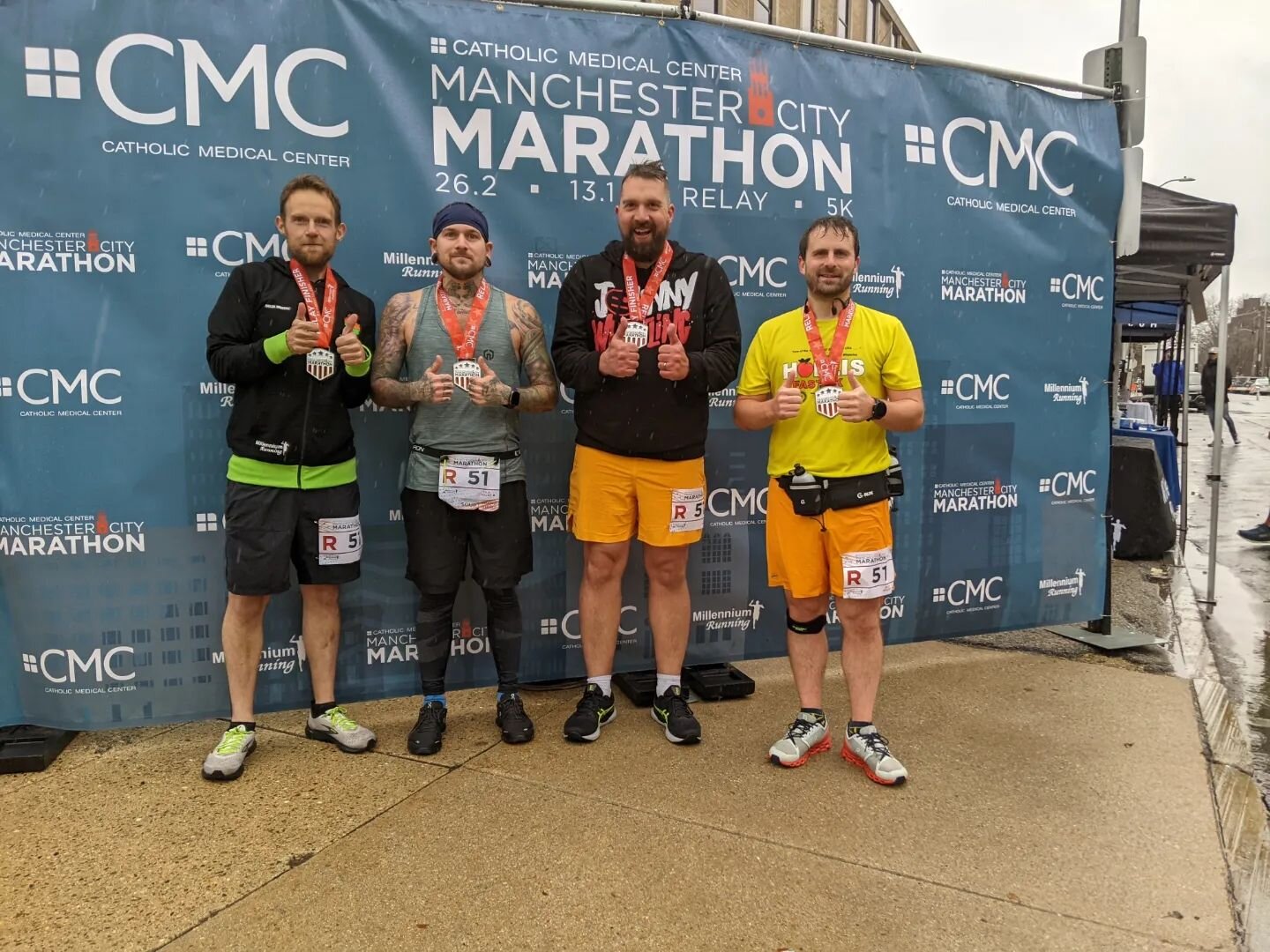 What a day! #thelazymarshmallows took on the @millenniumrunning #manchestercitymarathon for the third time!

It was super rainy and bitter, but we didn't let that stop us from having fun.

As a team, we did a great job - finishing in 4:04:02 - puttin