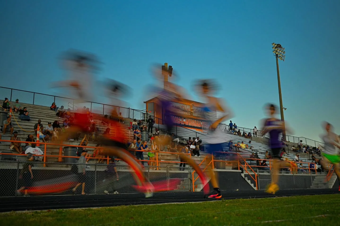 Happy the way this one turned out. Set up my @nikonusa z6ii with a Z Series 24-120 set to 35mm. Shutter was 1/30, 100iso, f 5.6 and a variable ND filter. Triggered the camera with a @pocketwizard remote. #trackandfield #runners #nikon #sportsphotogra