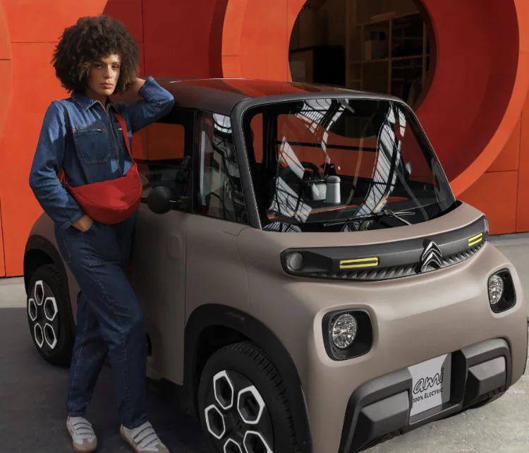 The Citroën Ami is an ultra-compact electric microcar built with simplicity and low material use in mind. It uses small batteries, lightweight body panels, and interchangeable parts to reduce manufacturing impact and repair costs. Compact, low-speed 