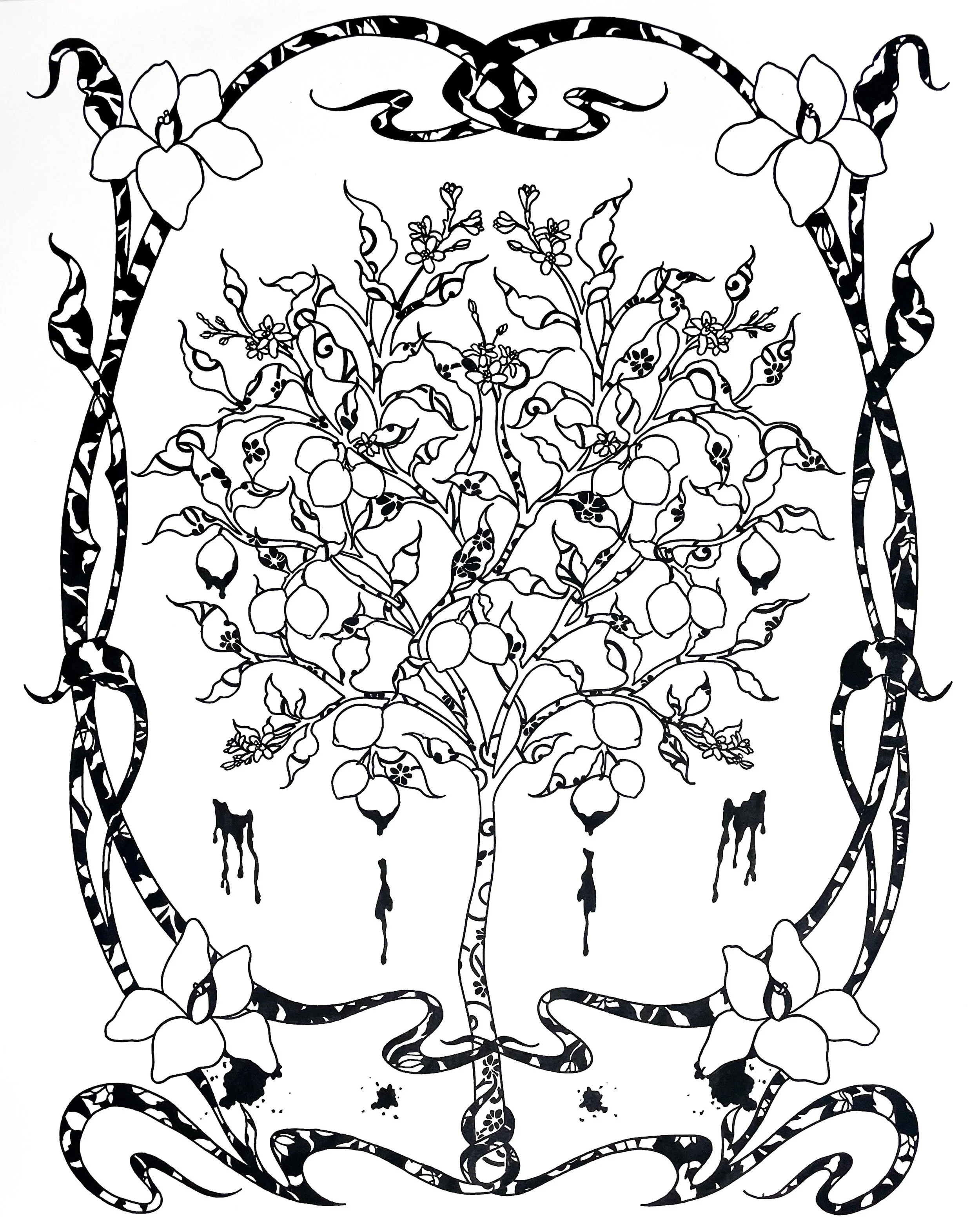 “Tree of Unborn”, Acrylic on paper, 17”x14”, 2026