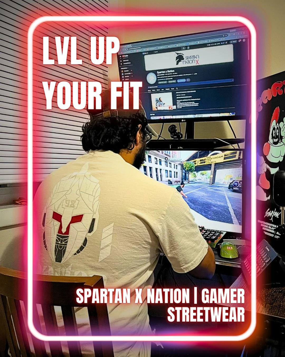 ⚔️ LEVEL UP YOUR FIT. CONQUER YOUR STYLE. ⚔️
From the digital battlefield to the real world &mdash; Spartan X Nation delivers gamer streetwear that hits different.
Built for creators, streamers, and gamers who live the grind and rep their passion wit