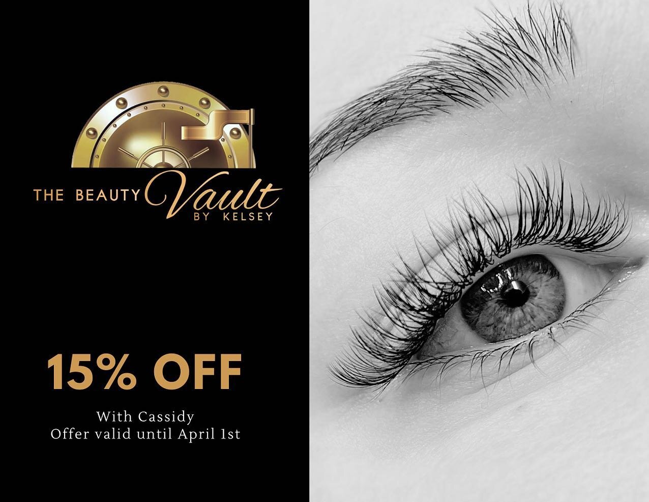 Book now with @thebeautyvault_cass for classic OR HYBRID lashes! Or if you know anyone in search of a cost friendly set of lashes come into @bbhair.xo on whyte and grab this coupon for them to get 15% off a set with her!!! Cass (@cberrryy) is doing s