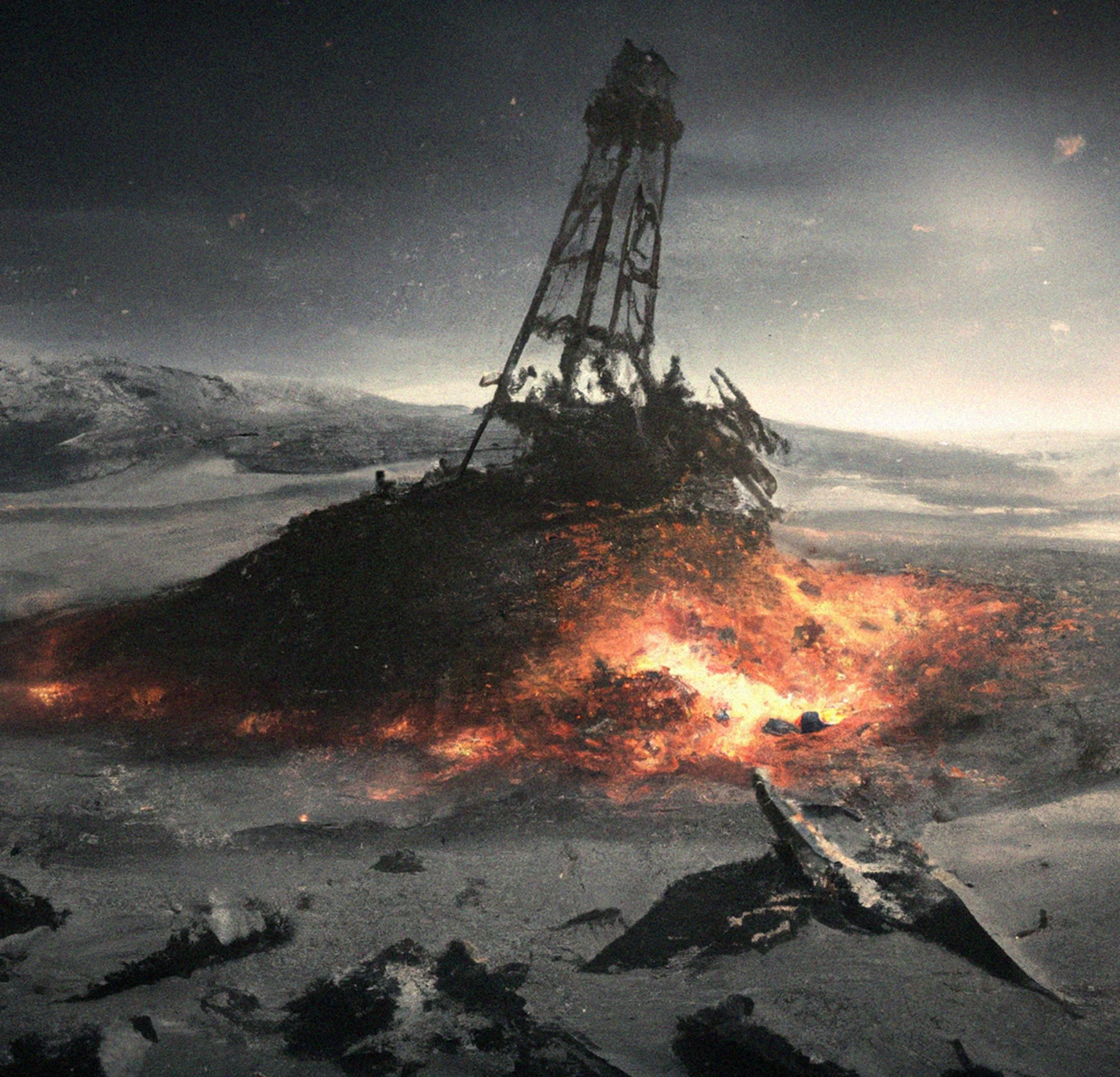 Joint U.S. and British oil rig destroyed by super phosphorus attack... June, 2021