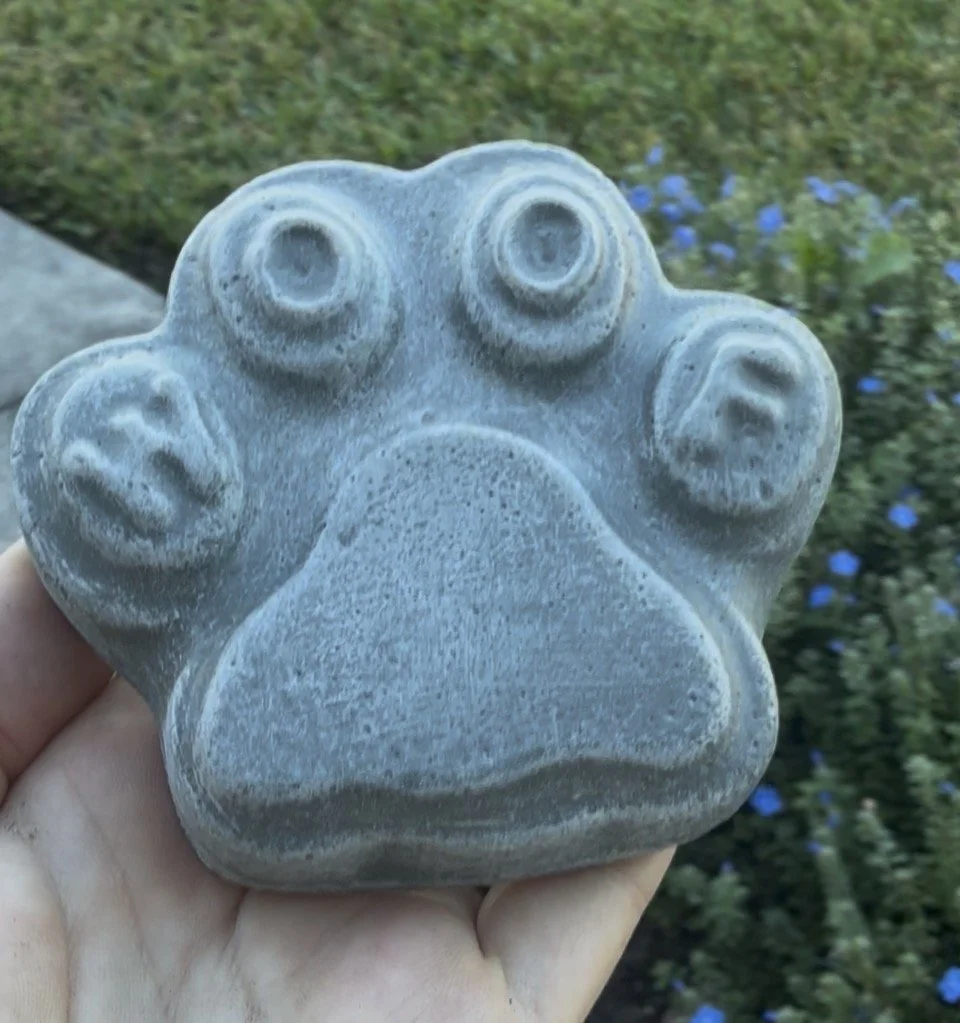 Mini Concrete WOOF Paw Print Stone