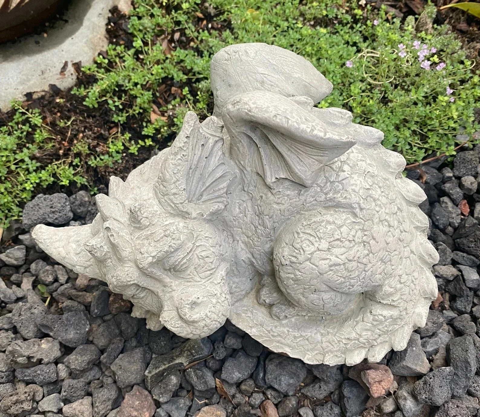 Cute sleeping baby dragon statue Backyard Stone Art Stepping Stone for your Garden or pathway