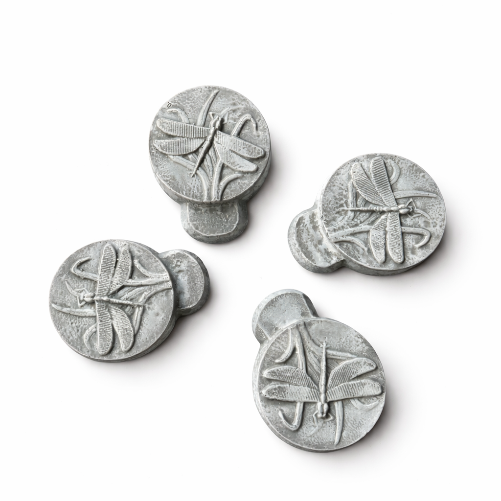 Round Concrete Dragonfly Planter Holders.