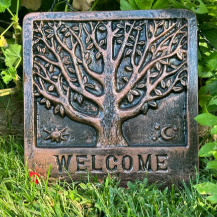 Concrete Welcome Plaque, Tree of Life Wall Art