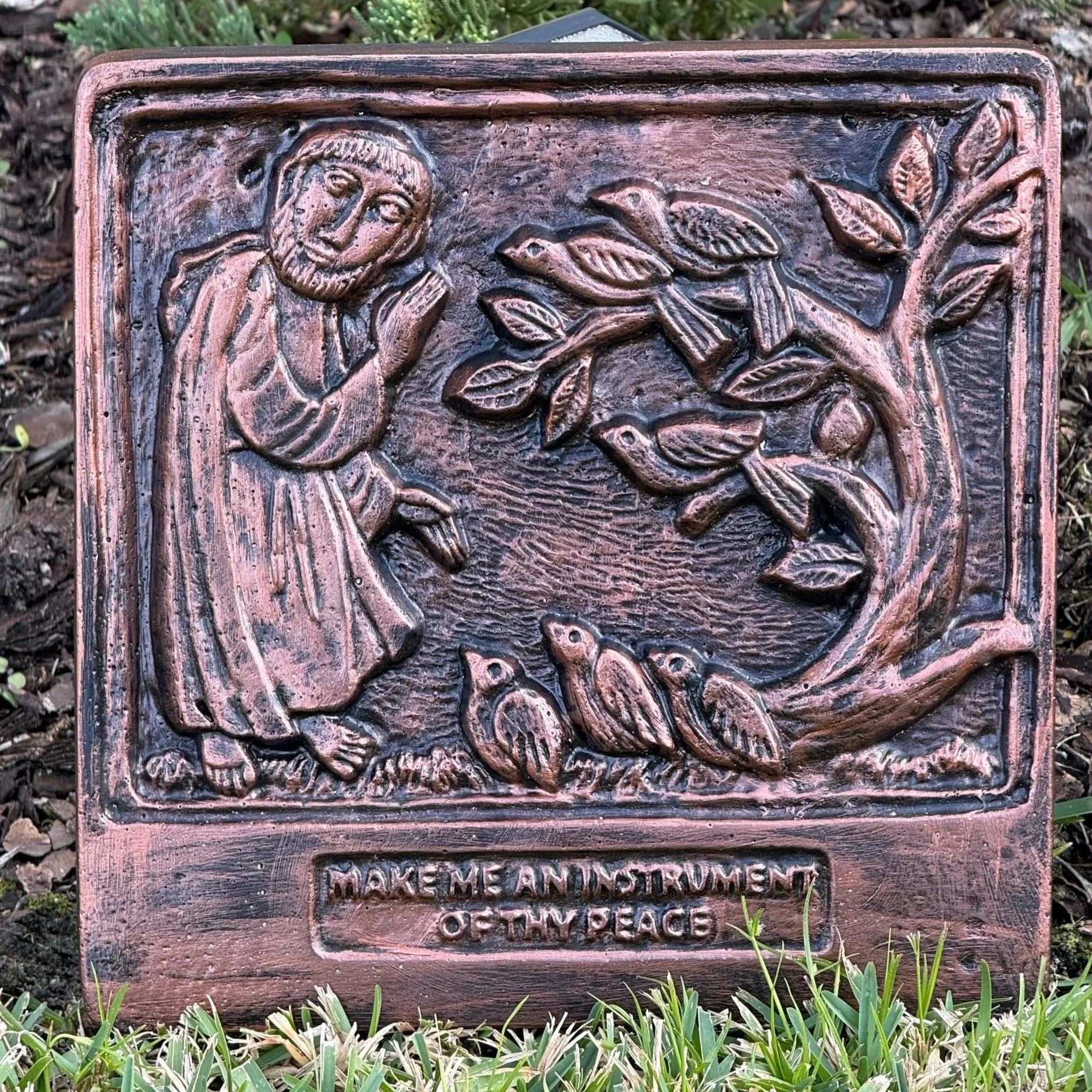 St. Francis Plaque, Concrete Garden Art