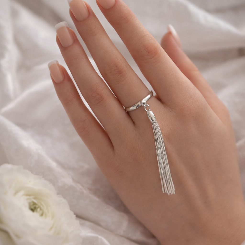 Sterling Silver Tassel Ring - Handmade Minimalist Statement Jewelry