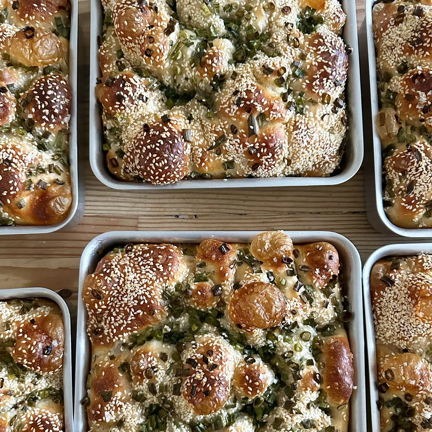 sesame + scallion focaccia. it&rsquo;s delightful.