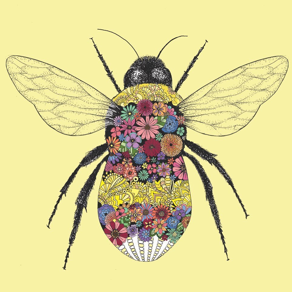 A new floral bee 🐝 design to celebrate spring (even though it still feels winter and won&rsquo;t stop raining). #beepic #savethebees #newdesigns #beesofinstagram