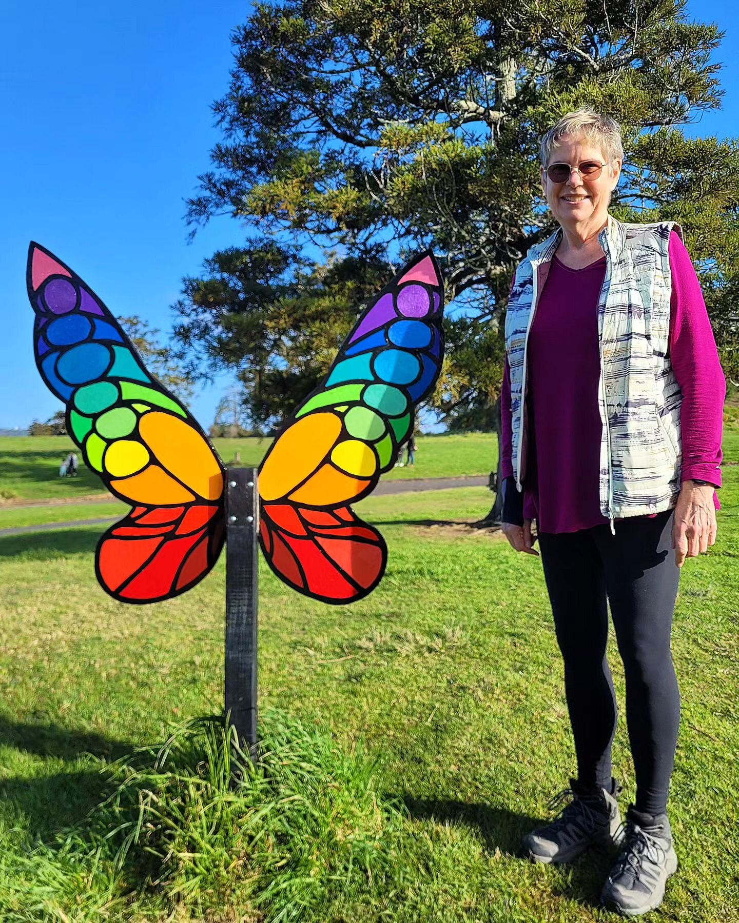 IT&rsquo;S HERE!!! Fairy Godmother Jo has just installed a sparkly, colorful new pair of fairy wings in Hobsonville Fairy Village 🦋🌈. 

When you stand in front of the wings, you can feel what it&rsquo;s like to be a fairy for a moment 💫💜

Share y