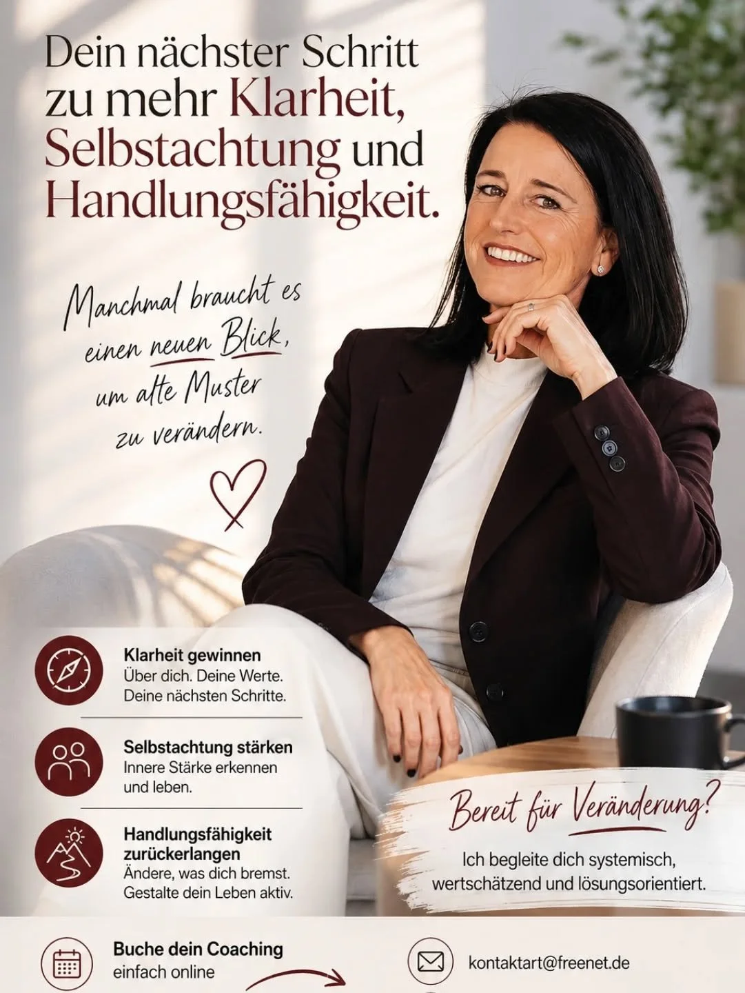 Die Gelegenheit ist jetzt! Ein Gutschein wartet auf dich👇

Ich freue mich sehr, dich bei kontaktART&reg; begr&uuml;&szlig;en zu d&uuml;rfen, sei es pers&ouml;nlich in K&ouml;sching oder online.

Deinen Termin kannst du jederzeit bequem online unter 