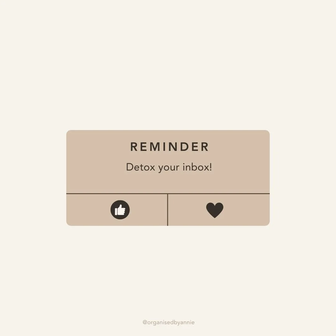 When was the last time you cleaned up your inbox? 

This is your reminder to block out some time for a proper inbox detox!

✨Create a simple but effective filing system for important emails

✨ Flag anything the requires action and set a deadline to c