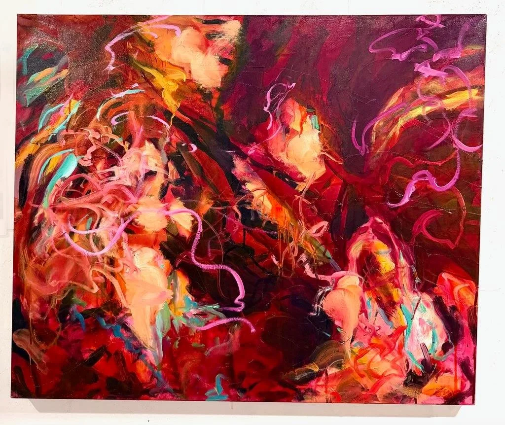 ‘Fallacious Jungle’, Kate Howe 2026. Oil on sutured linen. 120 x 100 cm.