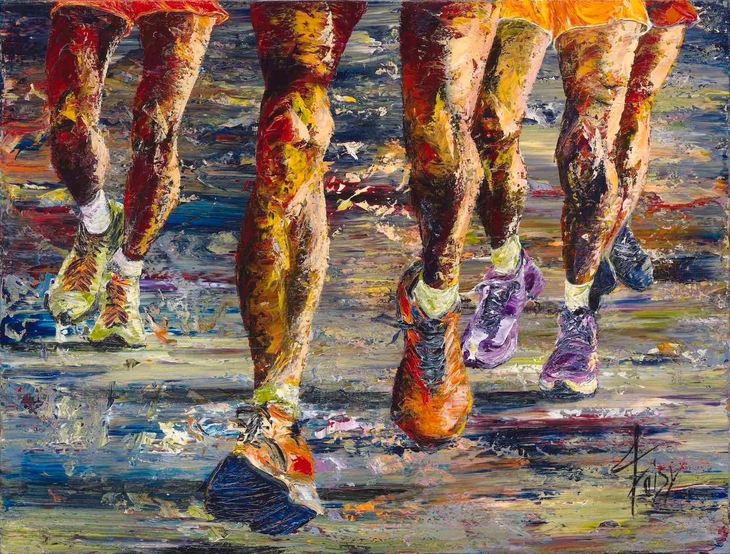 Running Late, acrylique 36" x 48"