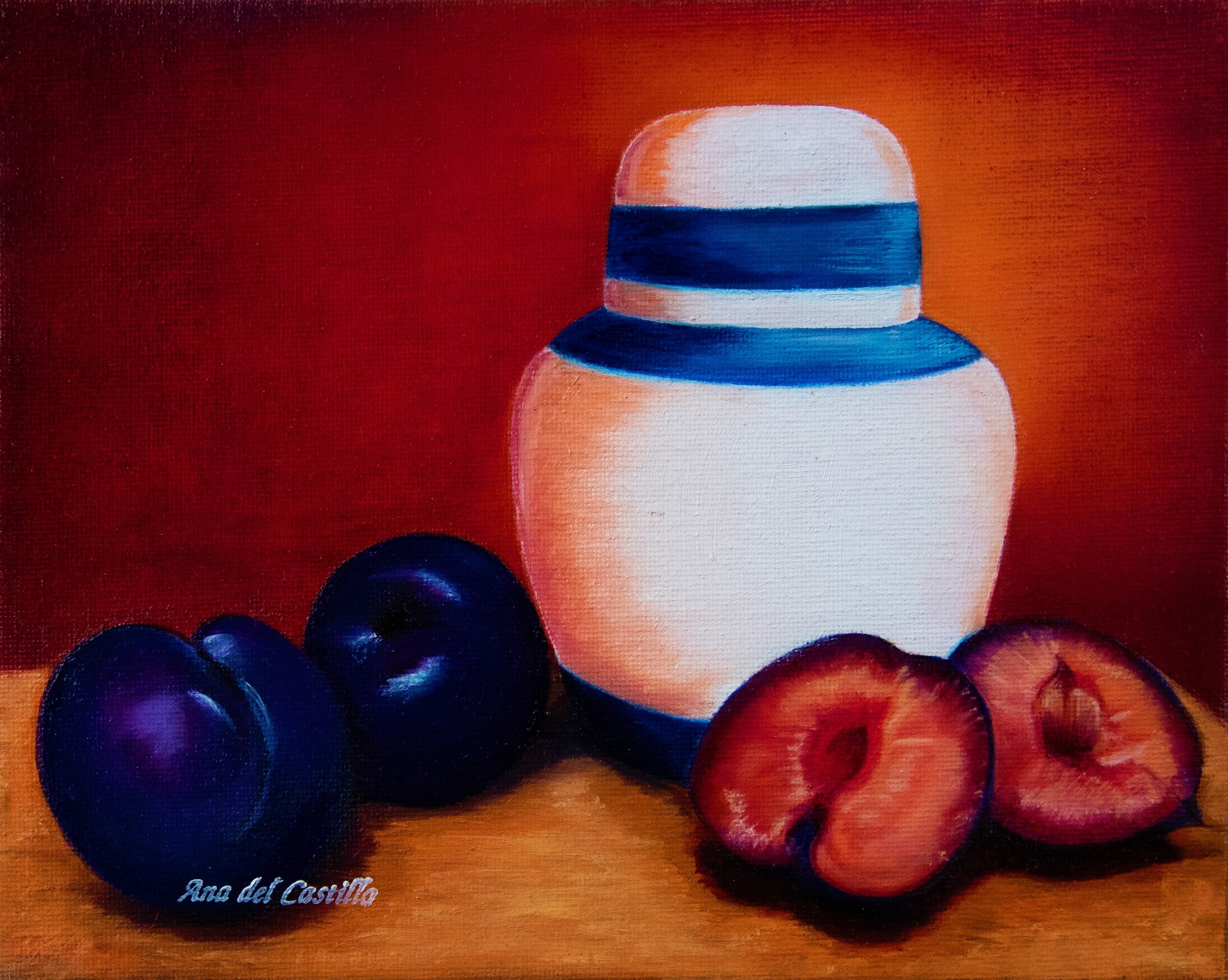 Black Plums. Oil on canvas by Ana del Castillo