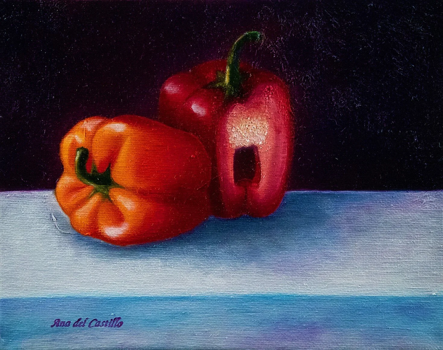 Bell Peppers. Oil on canvas by Ana del Castillo