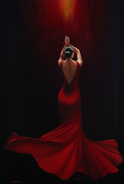 Flamenco Palmas. Oil on canvas by And del Castillo.