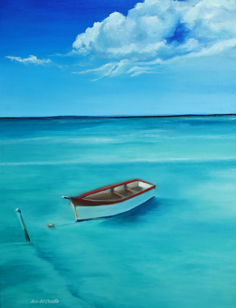 Rowboat. Oil on canvas by Ana del Castillo.