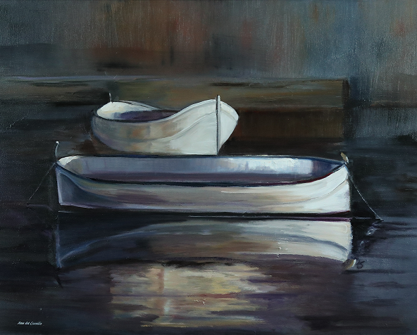 White Boats. Oil on canvas by Ana del Castillo.