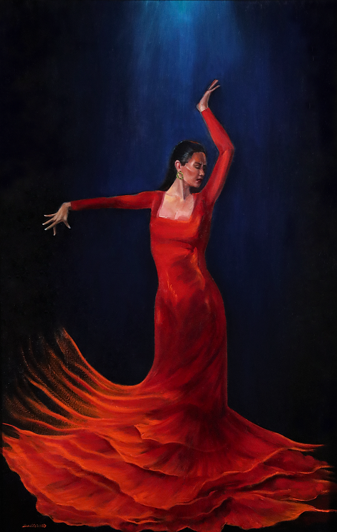 Flamenco Braceo. Oil on canvas by Ana del Castillo.