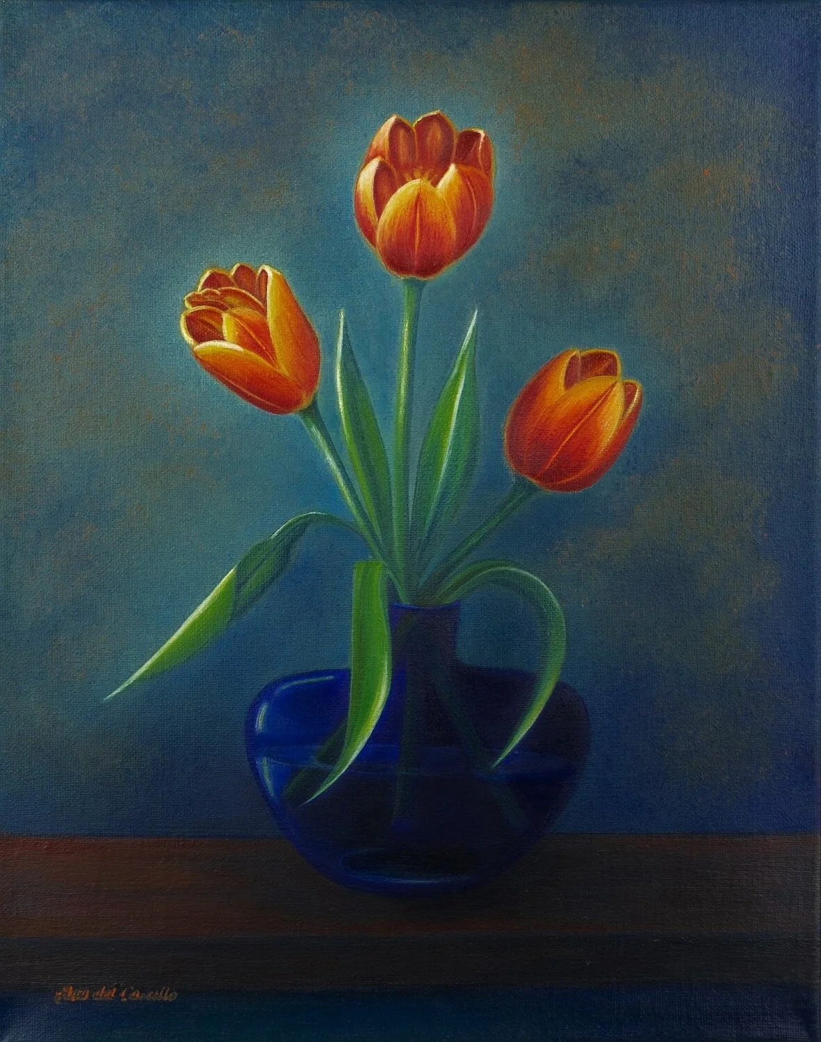 Orange Tulips. Oil on canvas by Ana del Castillo