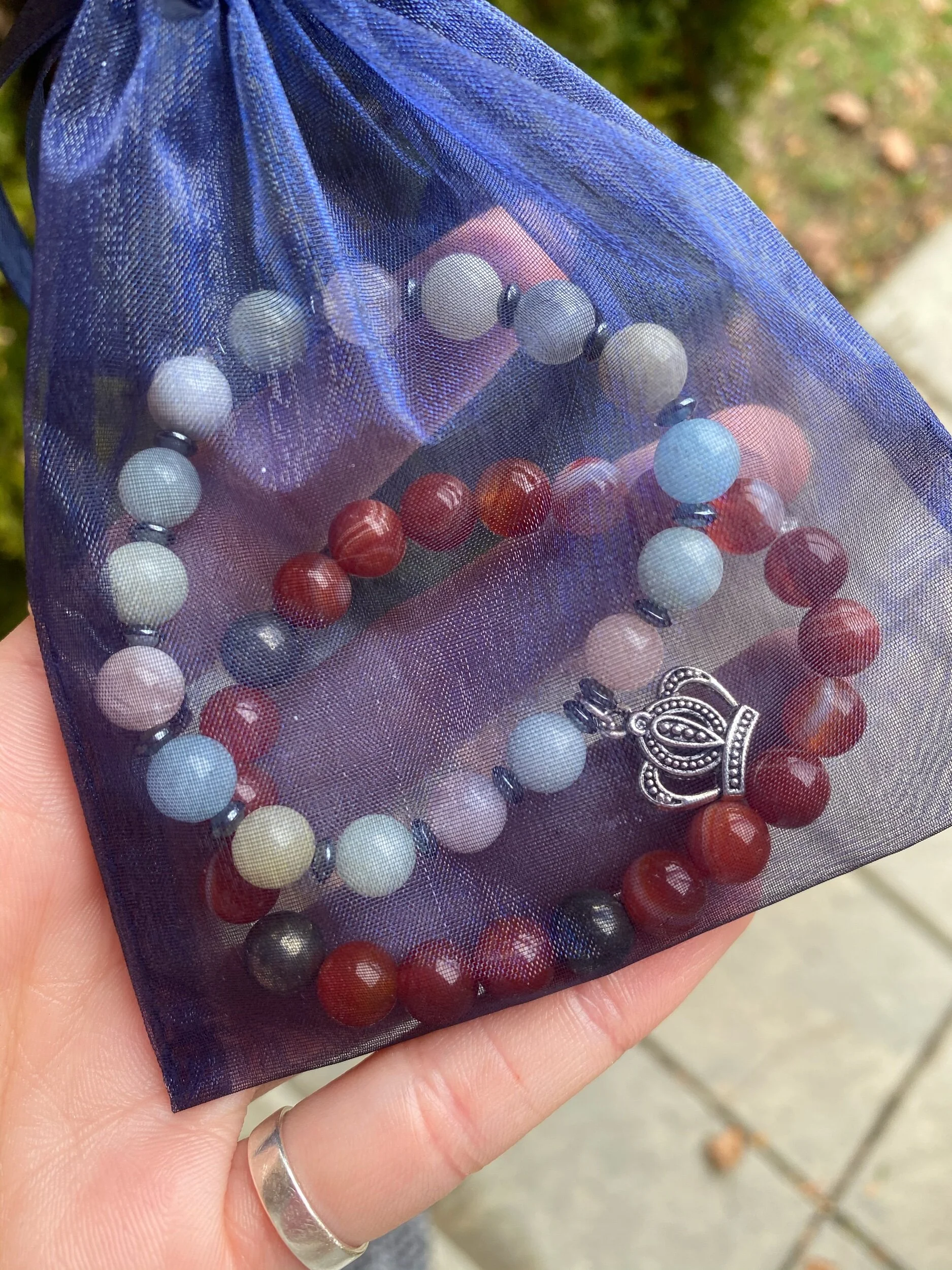 Rainbow Morganite Queen Bracelet  Carnelian & Pyrite Bracelet