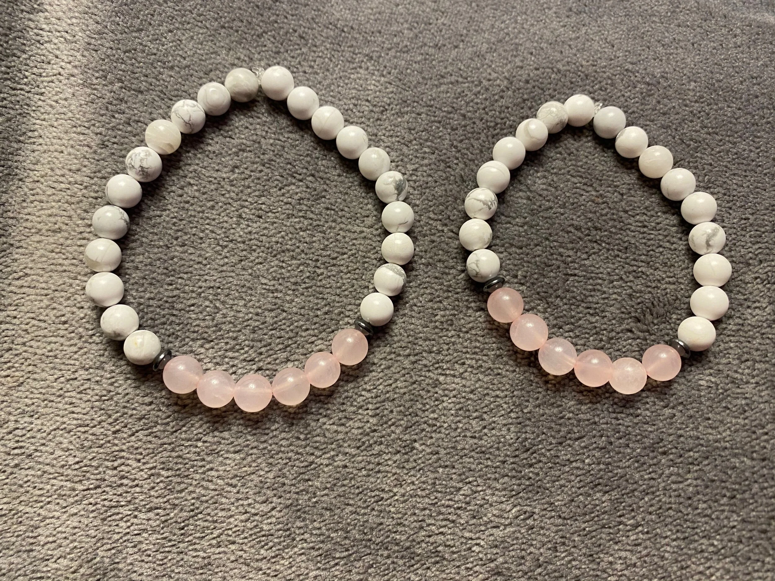 Rose Quartz & Howlite Mother Daughter Matching Bracelets