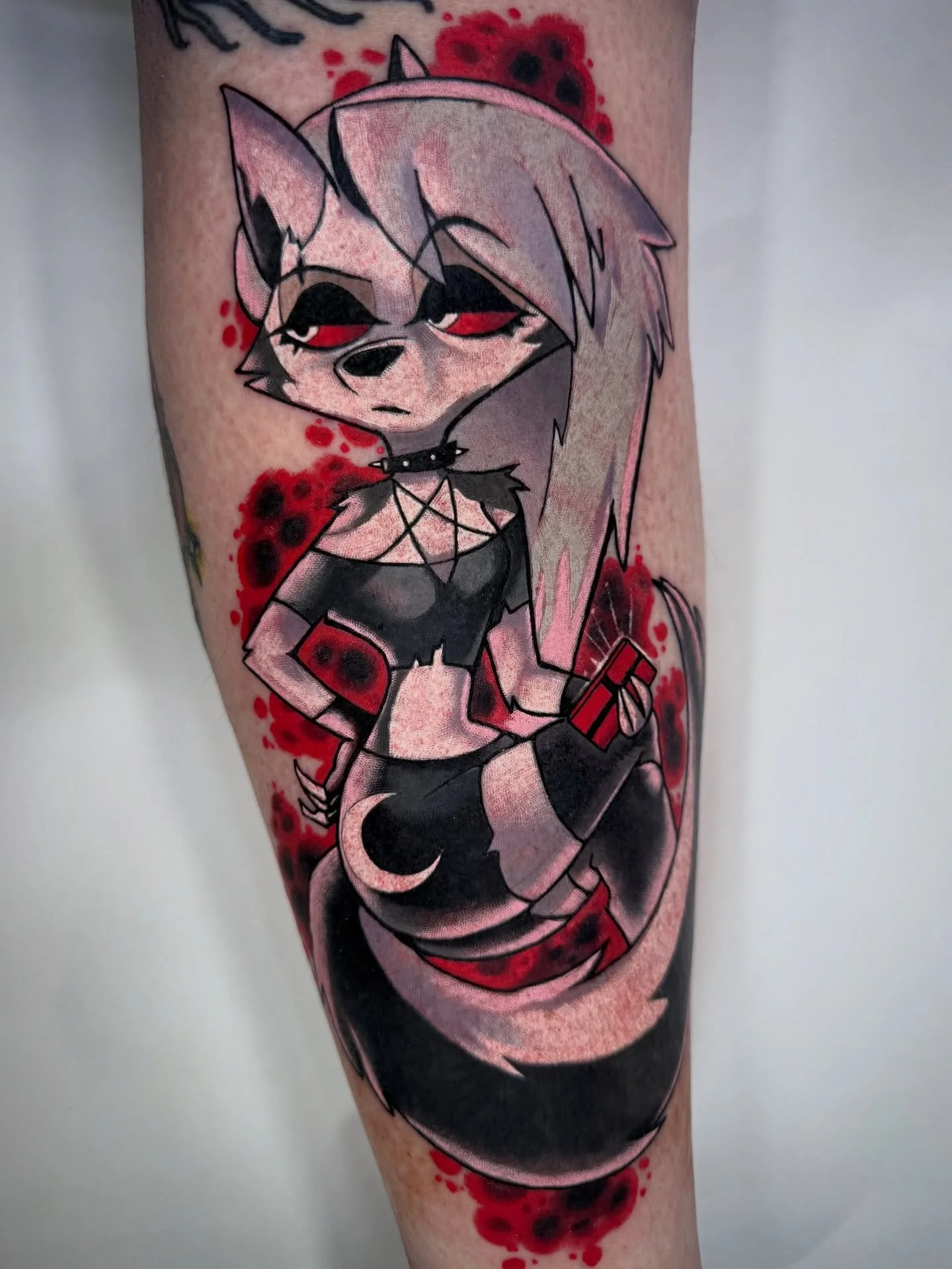 Knocked out this one shot #loona from #helluvaboss for my mom! It&rsquo;s not everyday your mother asks for furry artwork to be tattooed on her, but when that bell tolls, I&rsquo;ll beacon the call 🤞🤞🤞

#anime #animetattoo #animetiktok #helluvabos