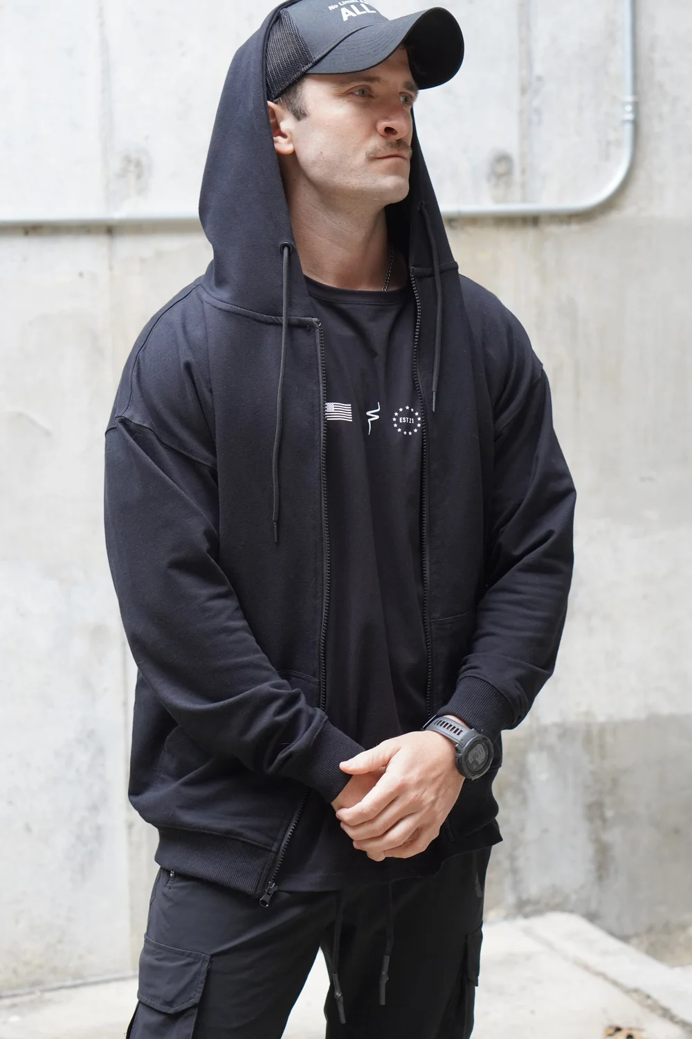 MissionFlex Zip Hoodie - Black —NoStraightPath®