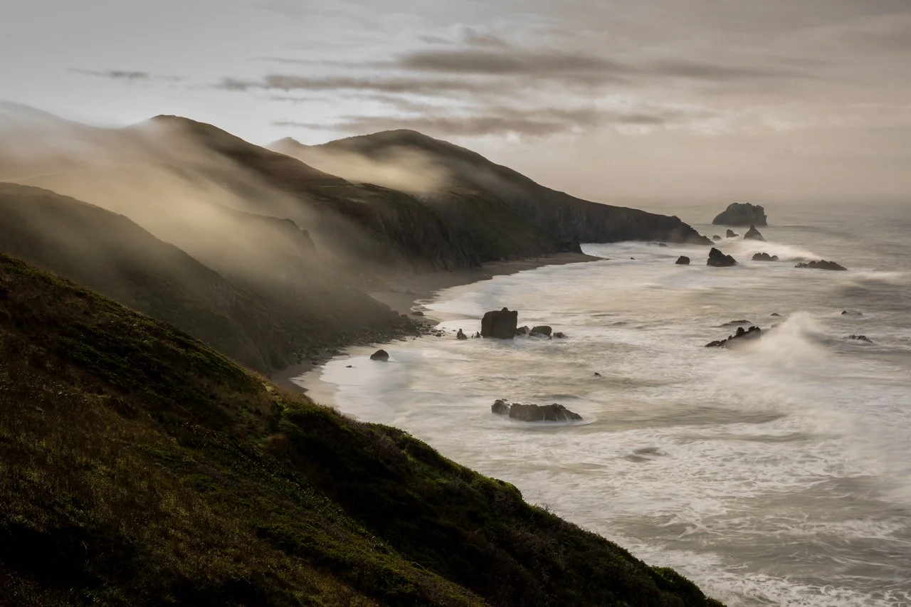 Sunrise over shoreline of Sonoma Coast State Park